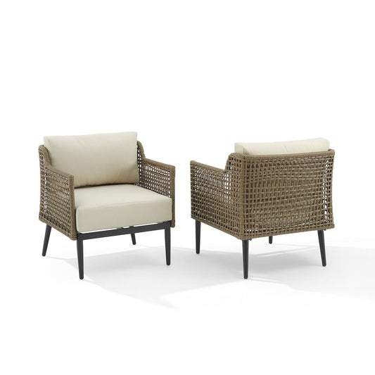 Southwick 2Pc Outdoor Wicker Armchair Set Creme/Light Brown - 2 Armchairs