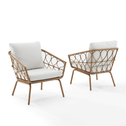 Juniper 2Pc Indoor/Outdoor Wicker Armchair Set Creme/Natural - 2 Armchairs