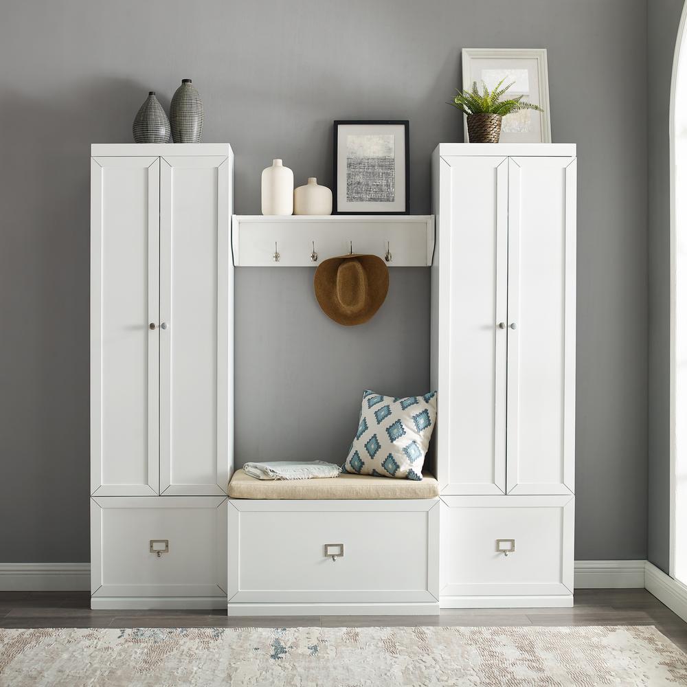 Harper 4Pc Entryway Set White - Bench, Shelf, & 2 Pantry Closets