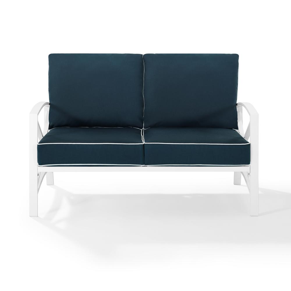 Kaplan Outdoor Metal Loveseat Navy/White