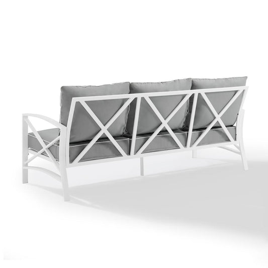 Kaplan Outdoor Metal Sofa Gray/White