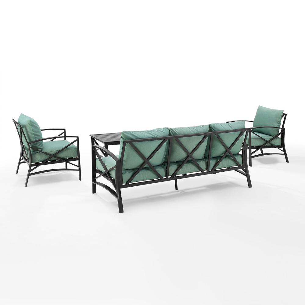 Kaplan 4Pc Outdoor Metal Sofa Set Mist/Oil Rubbed Bronze - Sofa, Coffee Table, & 2 Arm Chairs