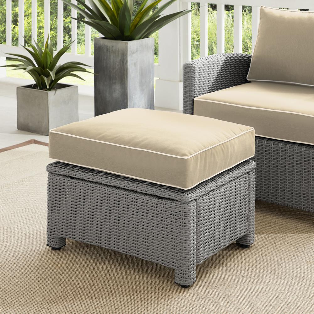 Bradenton Outdoor Wicker Ottoman Sand/Gray