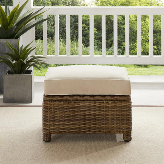 Bradenton Outdoor Wicker Ottoman Sand /Weathered Brown