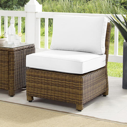 Bradenton Outdoor Sectional Center Chair - Sunbrella White/Weathered Brown