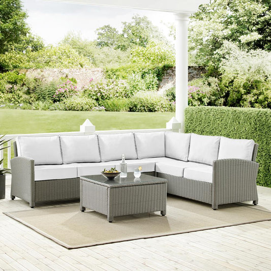 Bradenton 5Pc Outdoor Sectional Set - Sunbrella White/Gray