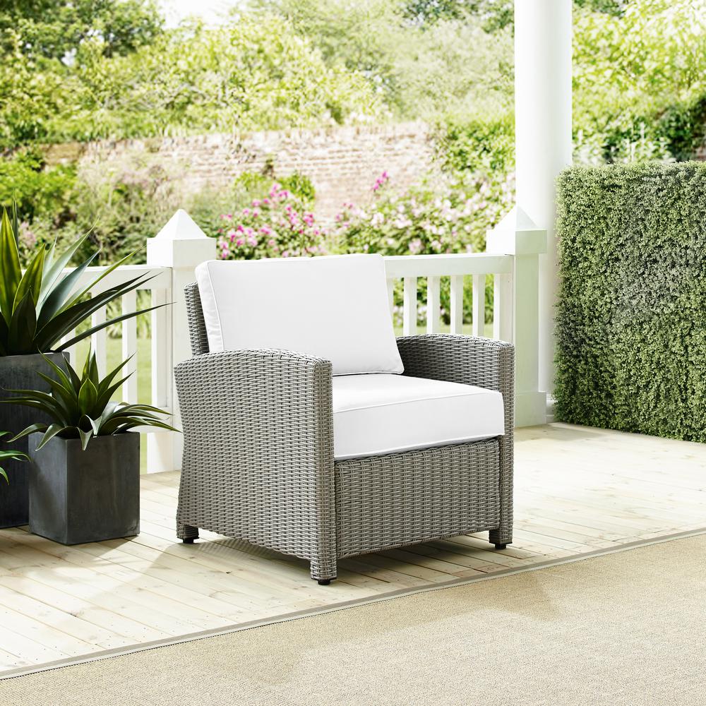 Bradenton Outdoor Armchair - Sunbrella White/Gray