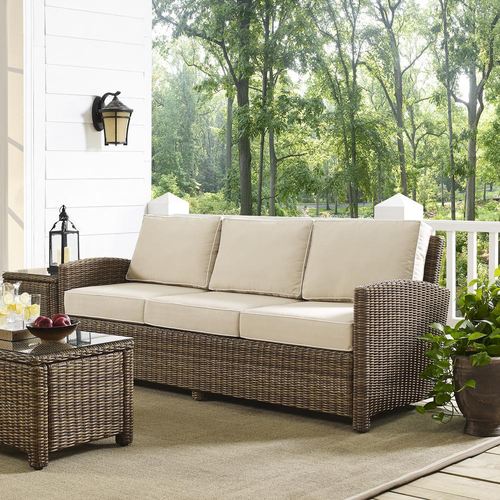 Bradenton Outdoor Wicker Sofa Sand/Weathered Brown