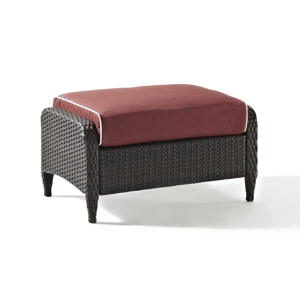 Kiawah Outdoor Wicker Ottoman Sangria/Brown