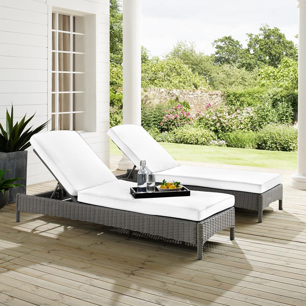 Bradenton Outdoor Wicker Chaise Lounge - Sunbrella White/Gray