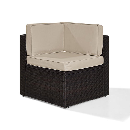 Palm Harbor Outdoor Wicker Corner Chair Sand/Brown