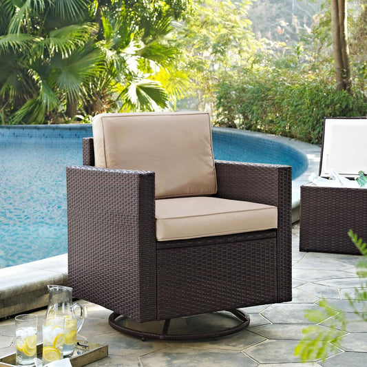 Palm Harbor Outdoor Wicker Swivel Rocker Chair Sand/Brown