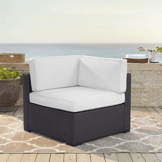 Biscayne Outdoor Wicker Corner Chair White/Brown