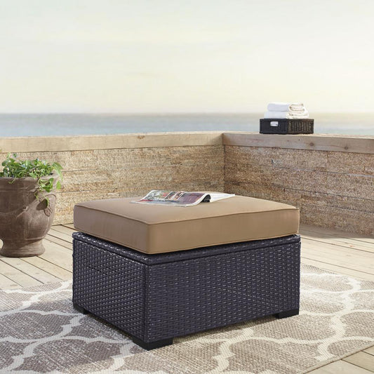 Biscayne Outdoor Wicker Ottoman Mocha/Brown