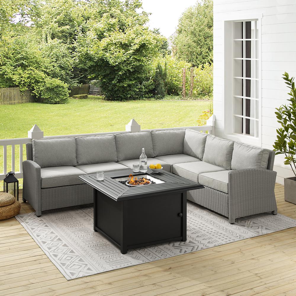 Bradenton 5Pc Wicker Sectional Set Gray