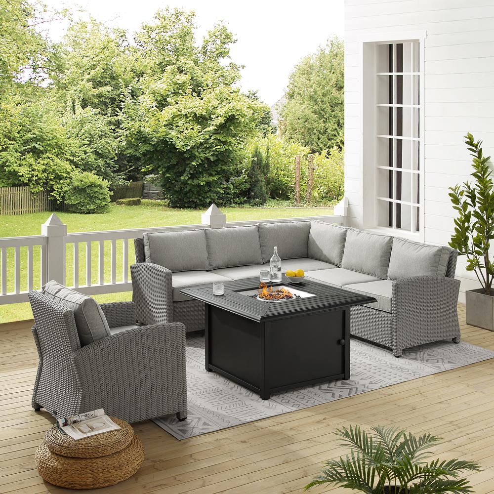 Bradenton 5Pc Wicker Sectional Set Gray/Gray