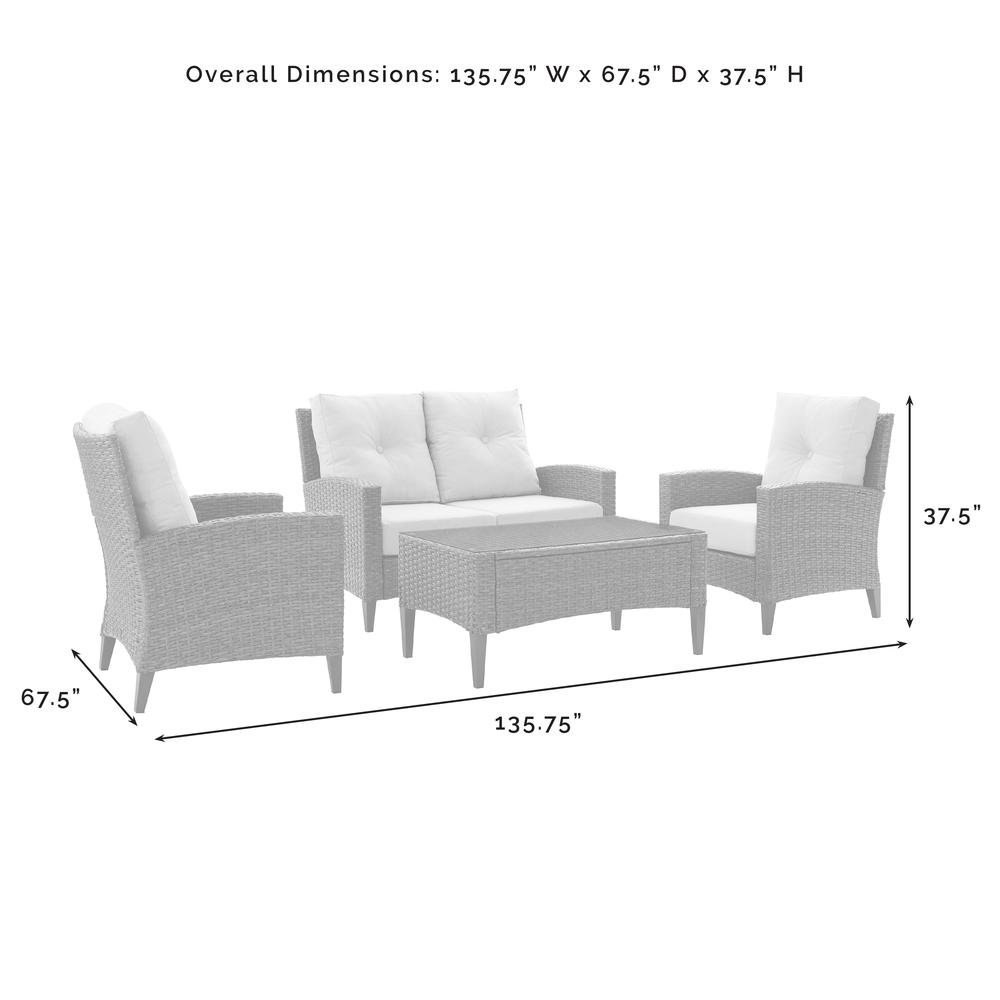 Rockport Outdoor Wicker 4Pc High Back Conversation Set Oatmeal/Light Brown - Loveseat, Coffee Table, & 2 Arm Chairs