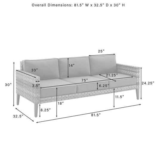 Prescott 2Pc Outdoor Wicker Sofa Set Mineral Blue/Brown - Sofa & Coffee Table