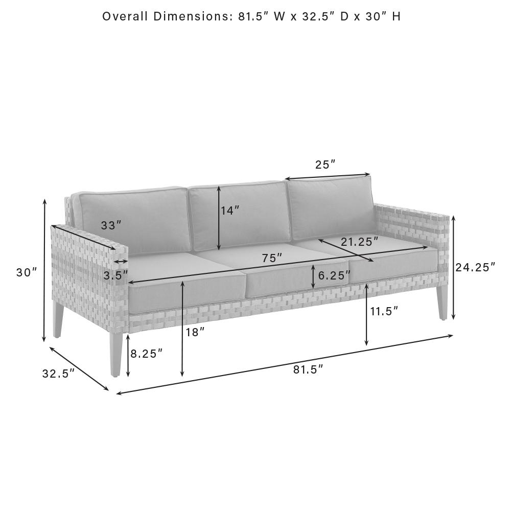 Prescott 5Pc Outdoor Wicker Sofa Set Taupe/Brown - Sofa, Coffee Table, Side Table, & 2 Armchairs