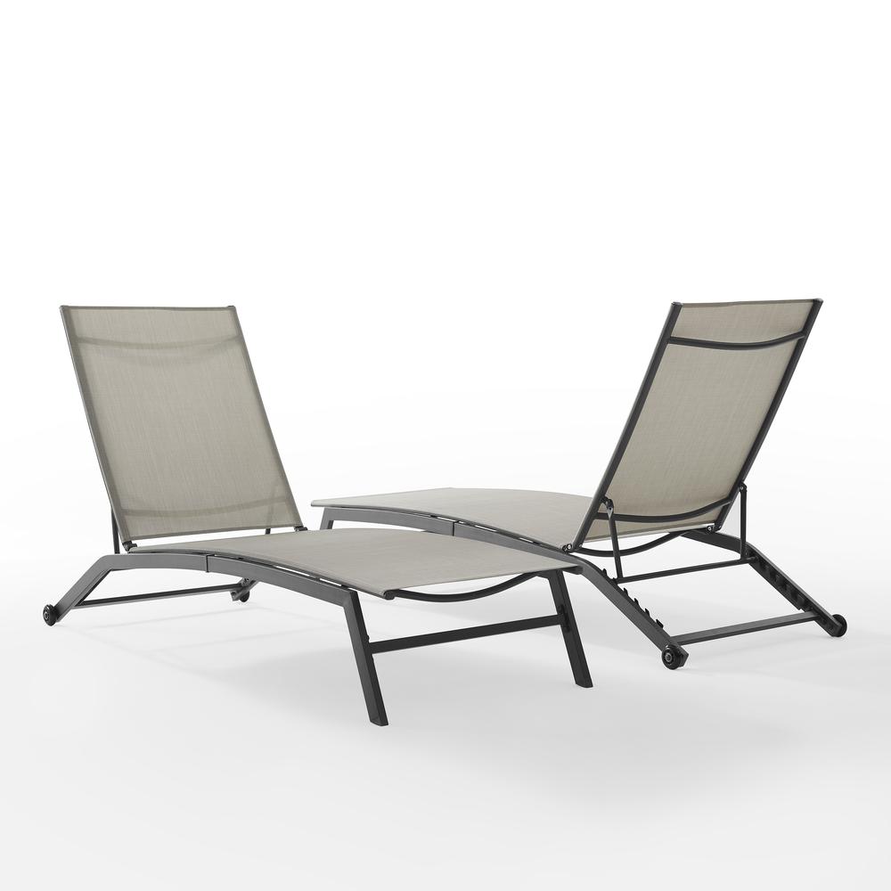 Weaver 2Pc Outdoor Sling Chaise Lounge Set Light Gray/Matte Black - 2 Lounge Chairs