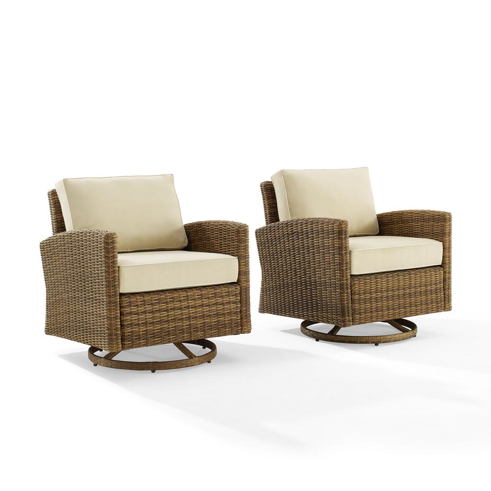 Bradenton 2Pc Outdoor Wicker Swivel Rocker Chair Set Sand/Weathered Brown - 2 Swivel Rockers