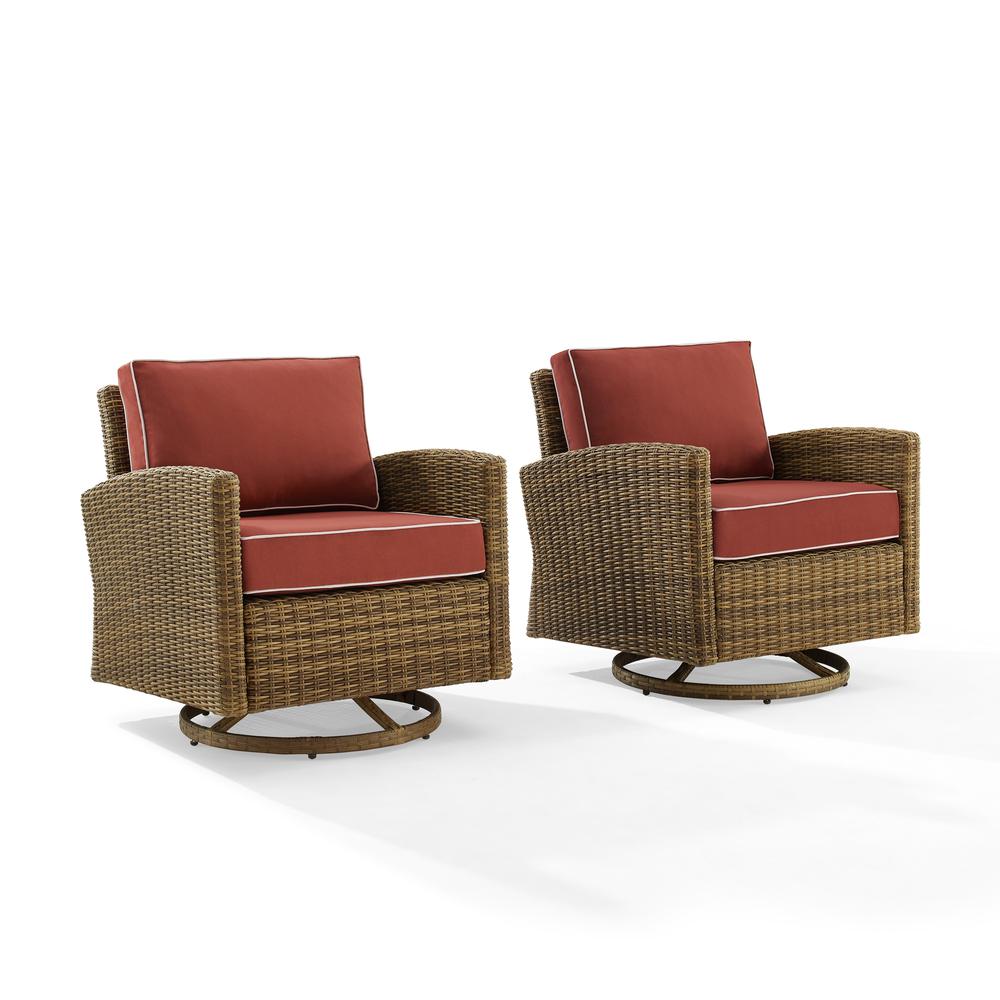 Bradenton 2Pc Outdoor Wicker Swivel Rocker Chair Set Sangria/Weathered Brown - 2 Swivel Rockers