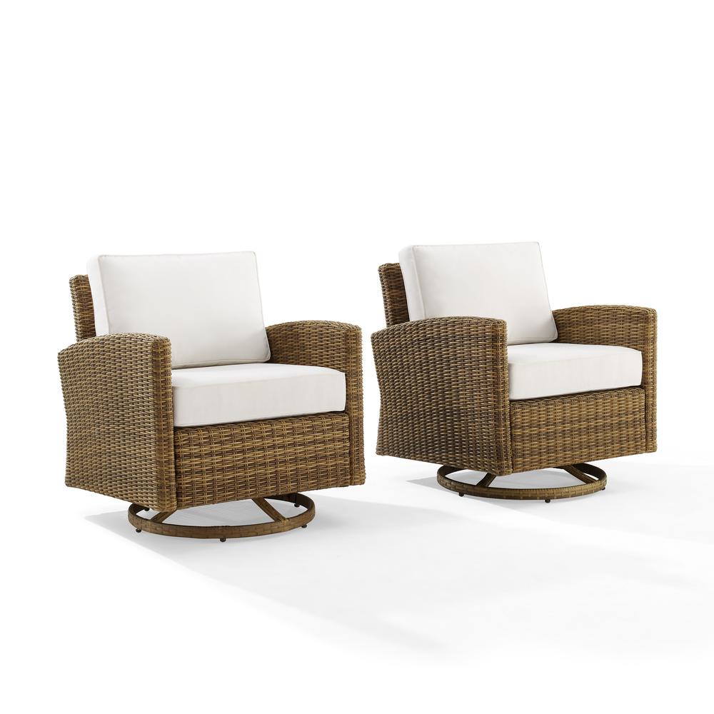 Bradenton 2Pc Swivel Rocker Chair Set - Sunbrella White/Weathered Brown - 2 Swivel Rockers