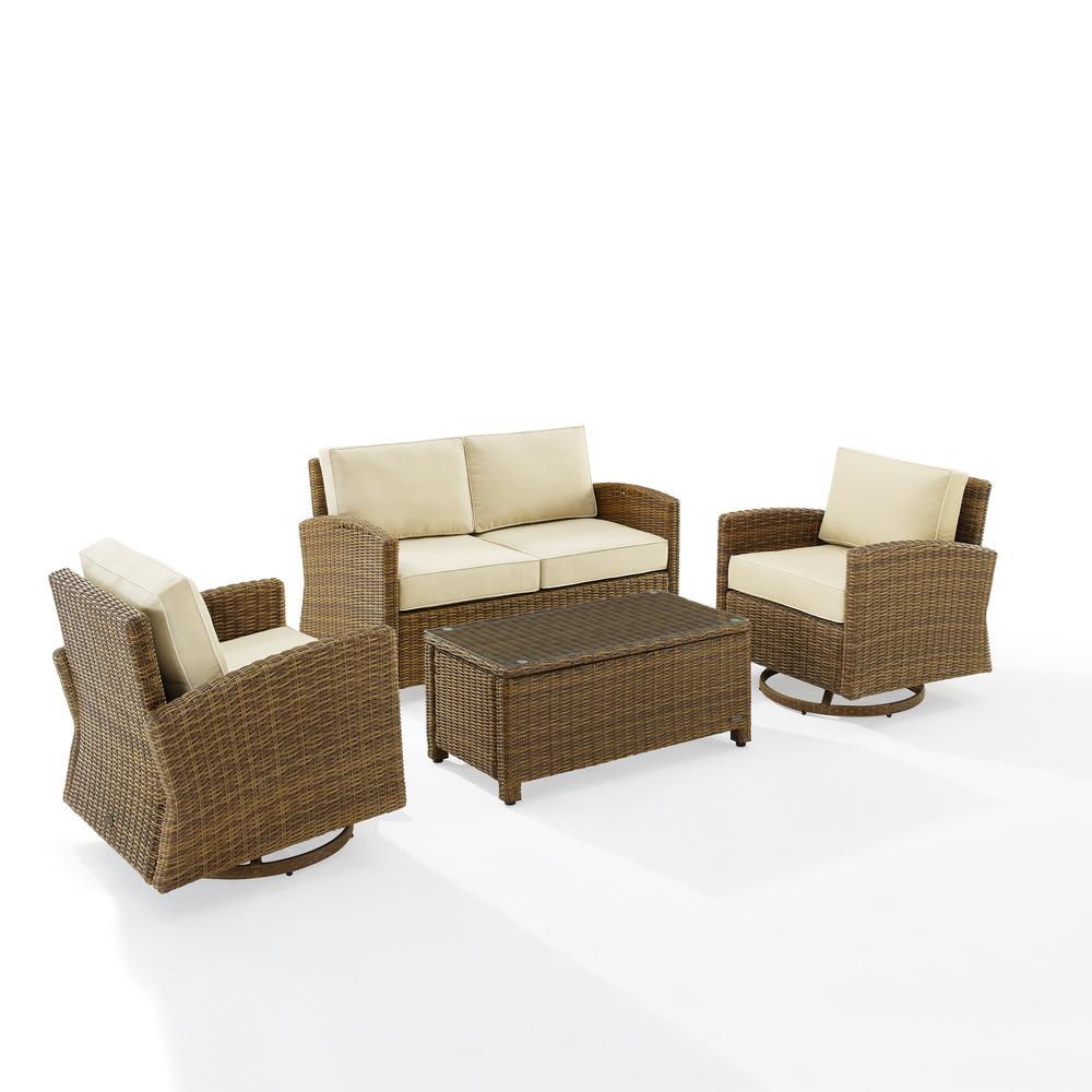 Bradenton 4Pc Swivel Rocker Conversation Set Sand/Weathered Brown - Coffee Table, Loveseat, & 2 Swivel Rockers