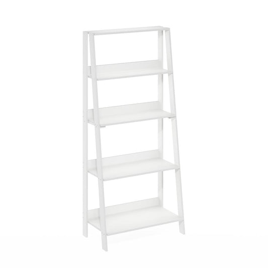 Ladder Bookcase Display Shelf, 5-Tier, White