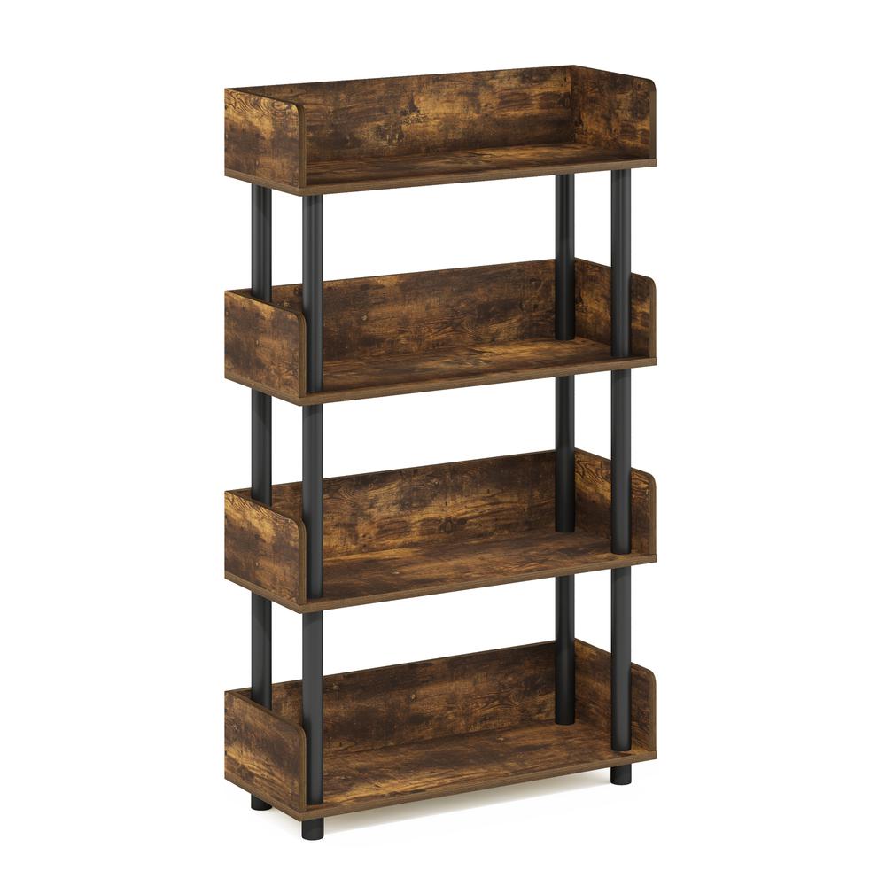 Turn-N-Tube 4-Tier Toolless Display Rack, Amber Pine/Black