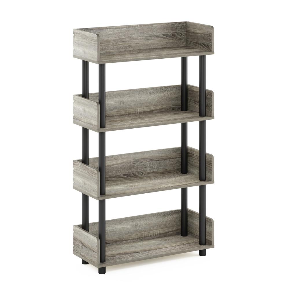 Turn-N-Tube 4-Tier Toolless Display Rack, French Oak/Black