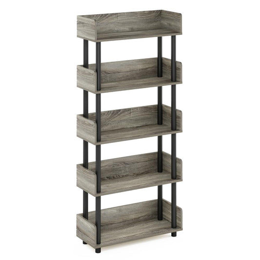 Turn-N-Tube 5-Tier Toolless Display Rack, French Oak/Black