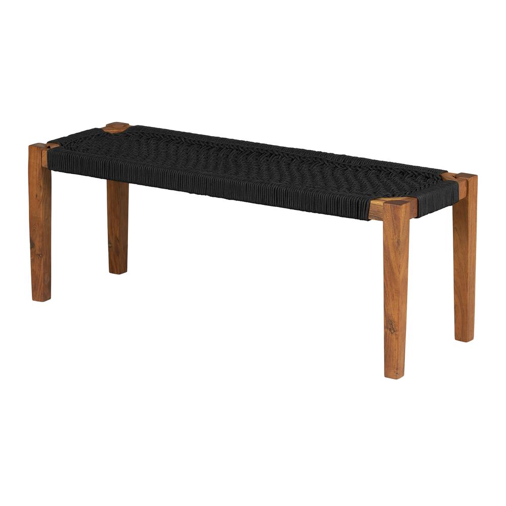 Agave Wood Bench, Black and Natural