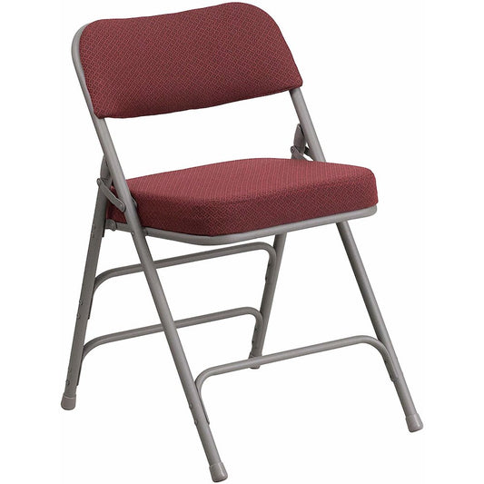 HERCULES Series Premium Curved Triple Braced & Double Hinged Burgundy Fabric Metal Folding Chair pack of 4