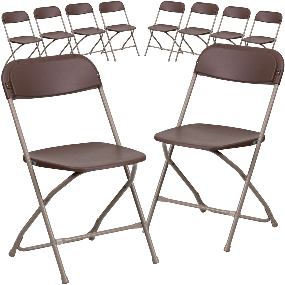 10 Pk. HERCULES Series 800 lb. Capacity Premium Brown Plastic Folding Chair