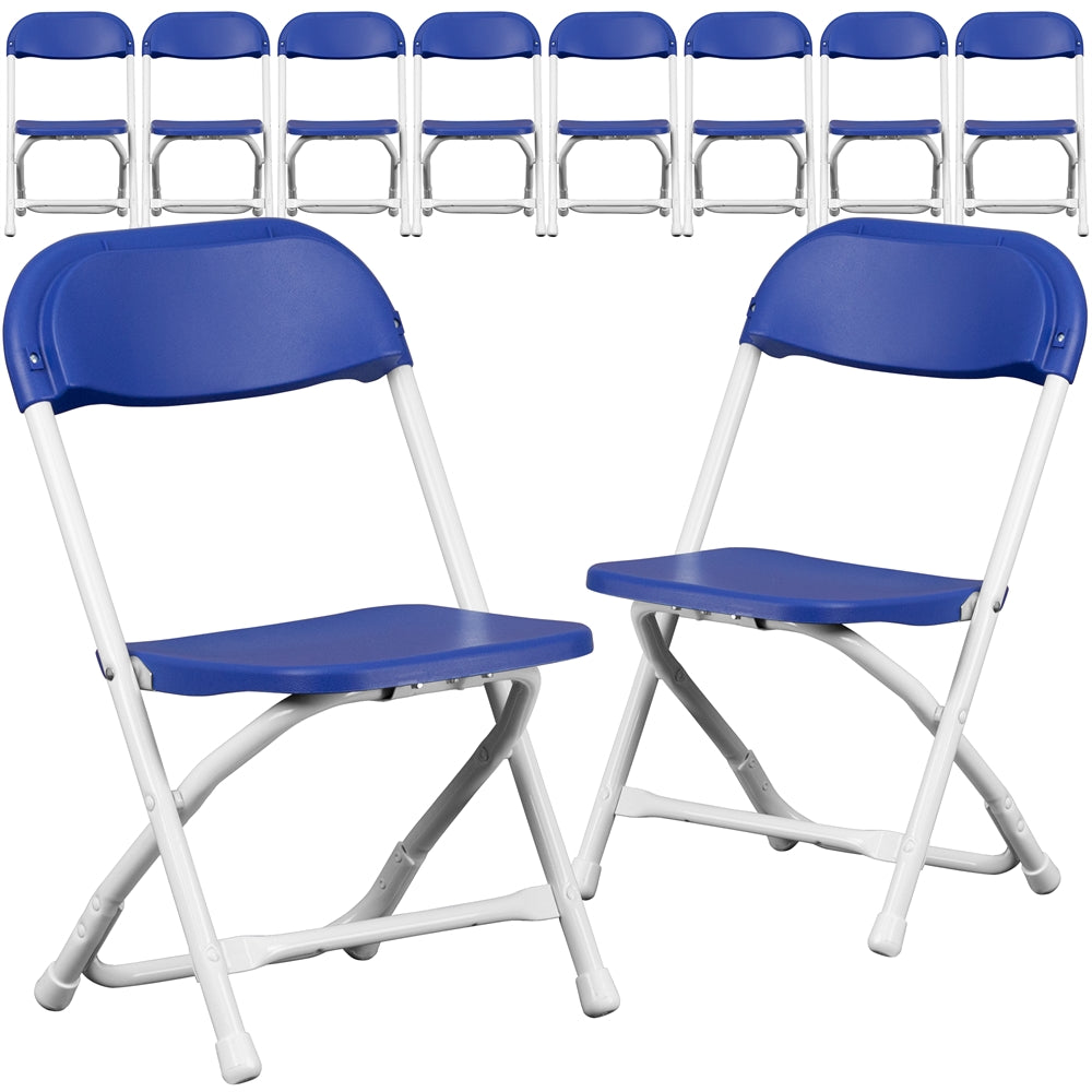 10 Pk. Kids Blue Plastic Folding Chair