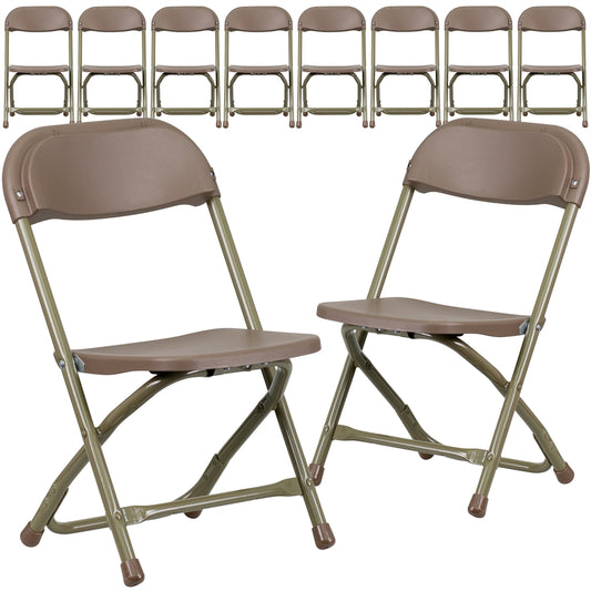 10 Pk. Kids Brown Plastic Folding Chair