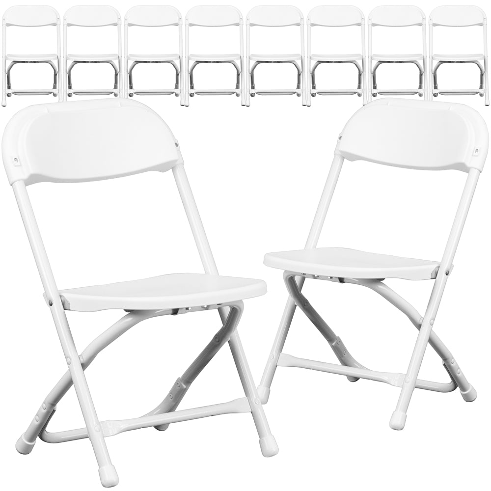 10 Pk. Kids White Plastic Folding Chair