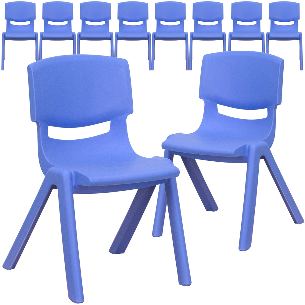 10 Pk. Blue Plastic Stackable School Chair with 12'' Seat Height