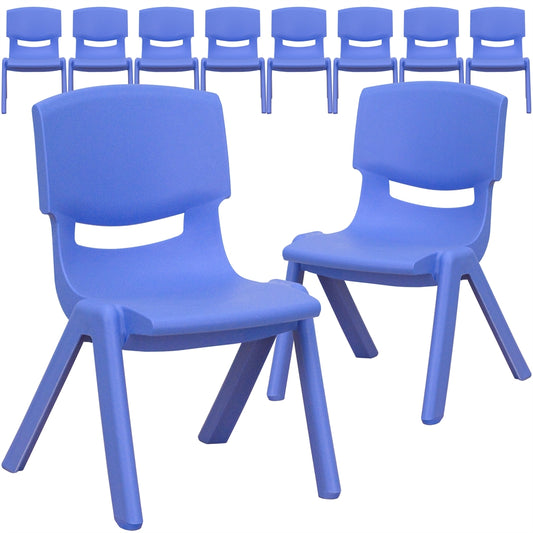 10 Pk. Blue Plastic Stackable School Chair with 10.5'' Seat Height