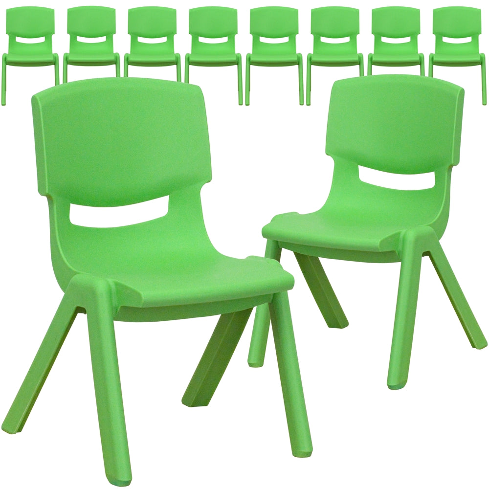 10 Pk. Green Plastic Stackable School Chair with 10.5'' Seat Height