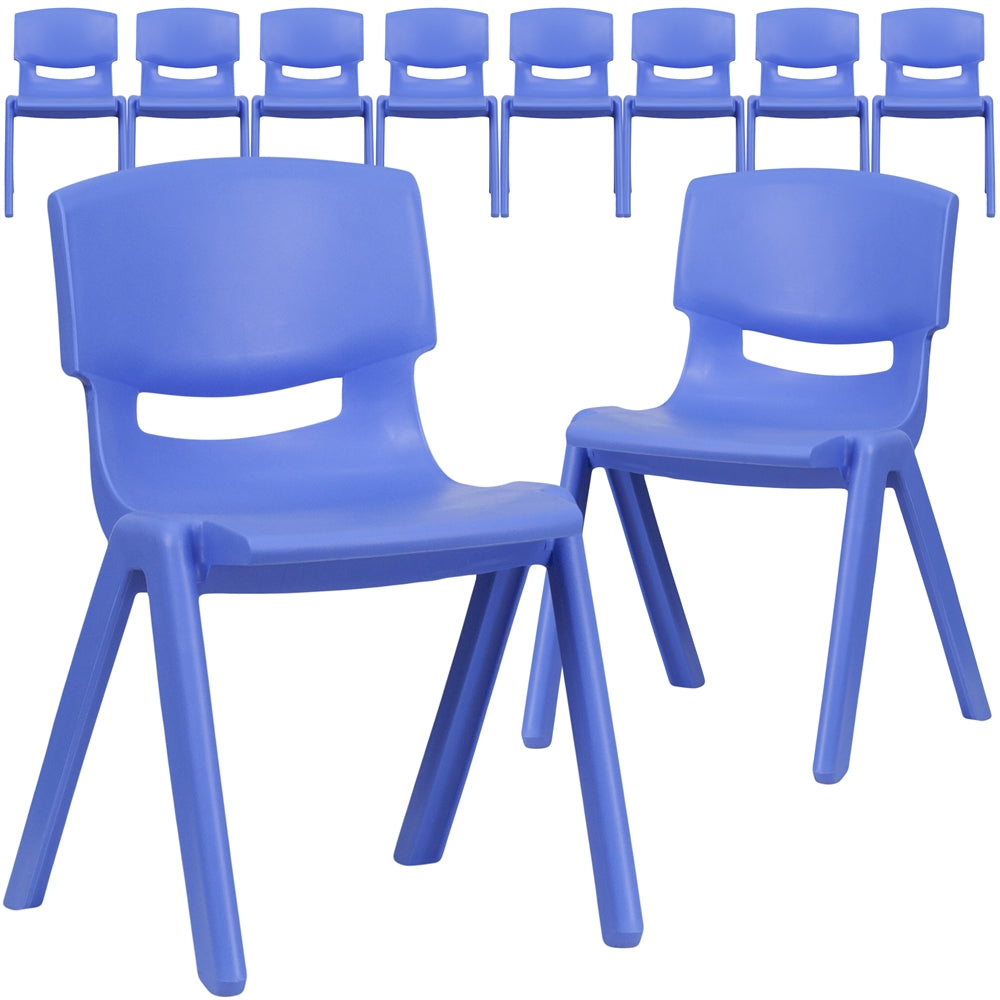 10 Pk. Blue Plastic Stackable School Chair with 13.25'' Seat Height