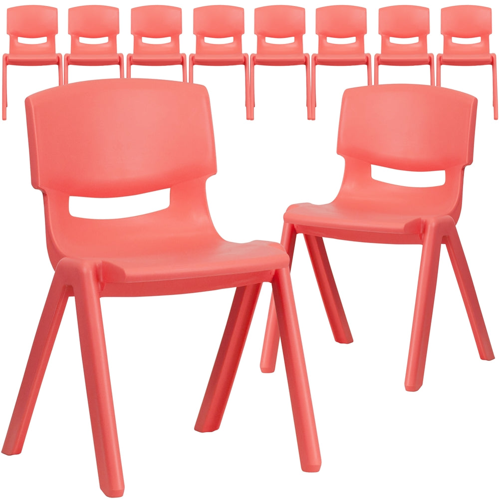 10 Pk. Red Plastic Stackable School Chair with 13.25'' Seat Height