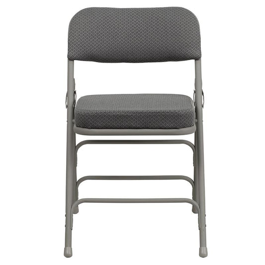 2 Pack HERCULES Series Premium Curved Triple Braced & Double Hinged in Gray Fabric Metal Folding Chair