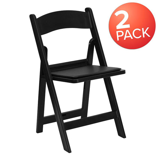 HERCULES Series Folding Chairs with Padded Seats | Set of 2 Black Resin Folding Chair with Vinyl Padded Seat