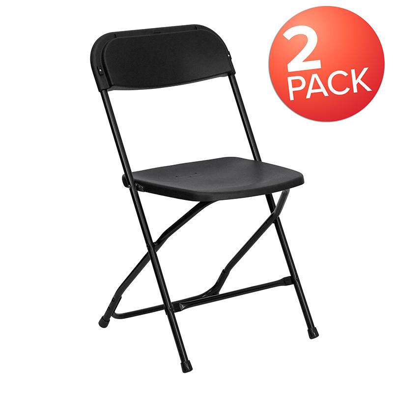 HERCULES Series Black Plastic Folding Chairs | Set of 2 Lightweight Folding Chairs