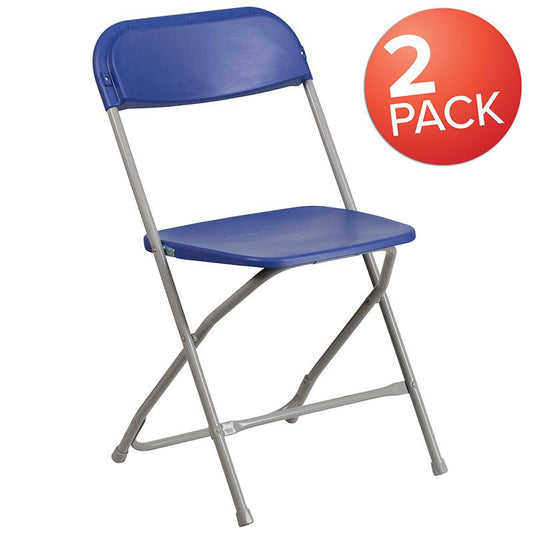 2 Pk. HERCULES Series 650 lb. Capacity Premium Blue Plastic Folding Chair