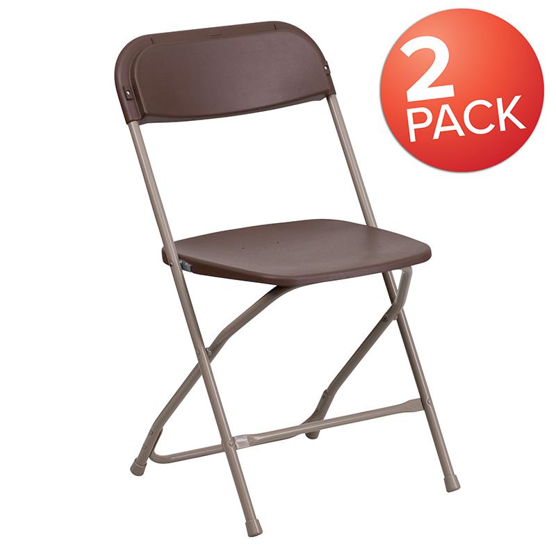 2 Pk. HERCULES Series 650 lb. Capacity Premium Brown Plastic Folding Chair