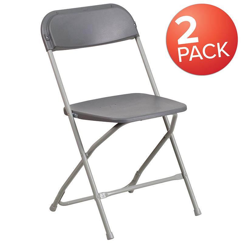 HERCULES Series Gray Plastic Folding Chairs | Set of 2 Lightweight Folding Chairs