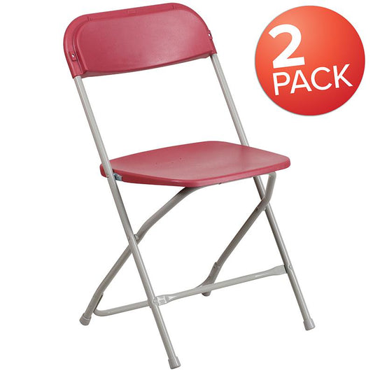 2 Pk. HERCULES Series 650 lb. Capacity Premium Red Plastic Folding Chair